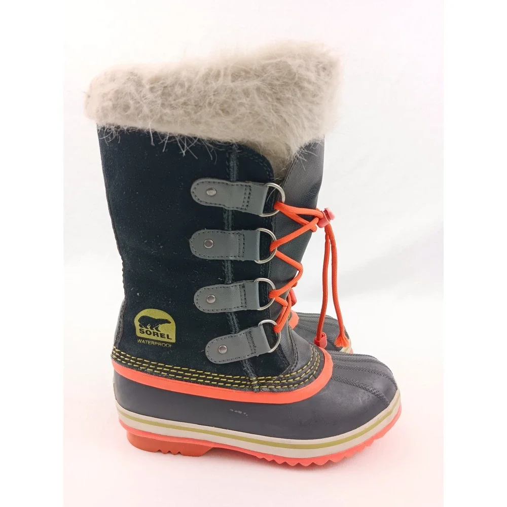 Sorel Winter Carnival Waterproof Snow Boots Women's Size 2 Youth Black Orange‎